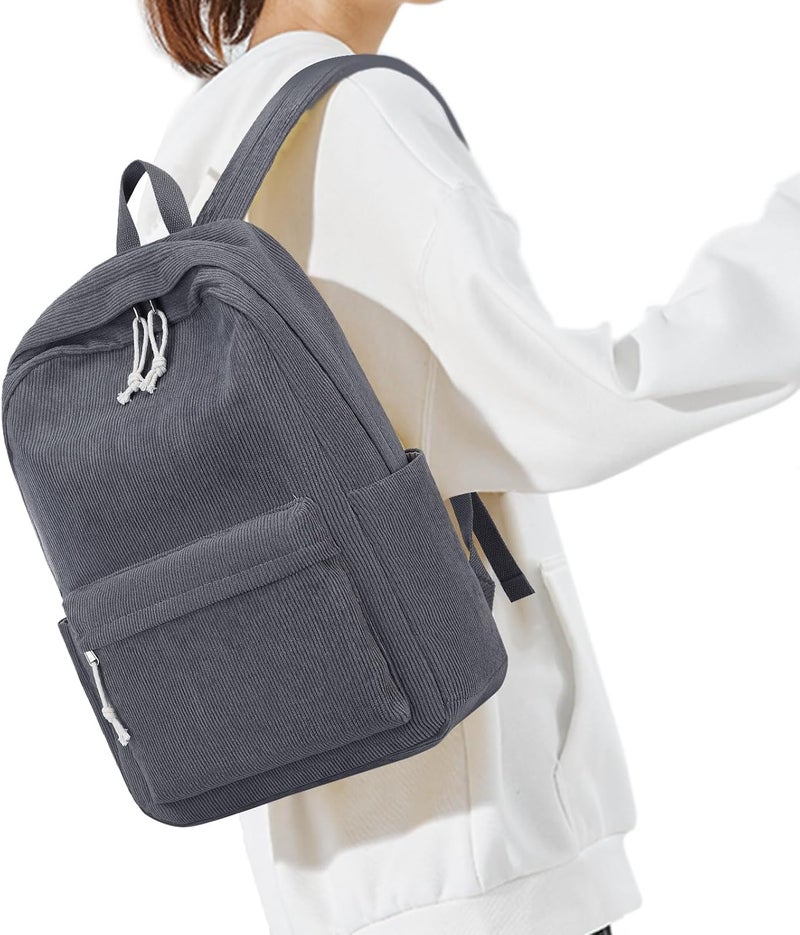 BTOOP School Backpack for Teens Large Corduroy Bookbag Lightweight 15.6 inch Laptop Bag for Girls Women Casual High School College - Image 2